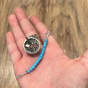Silver and Blue Beaded Charm